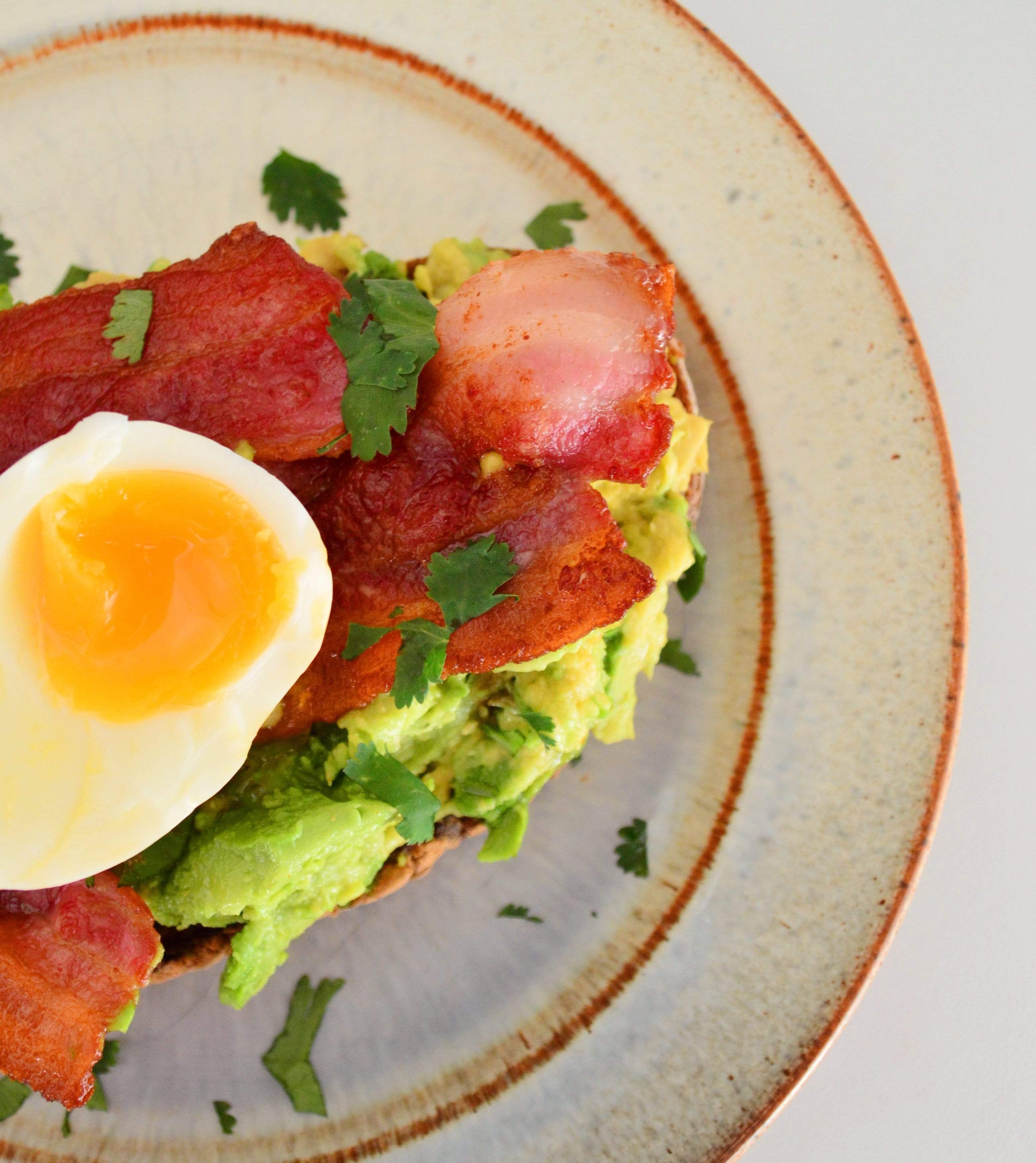 Avocado toast with bacon & eggs