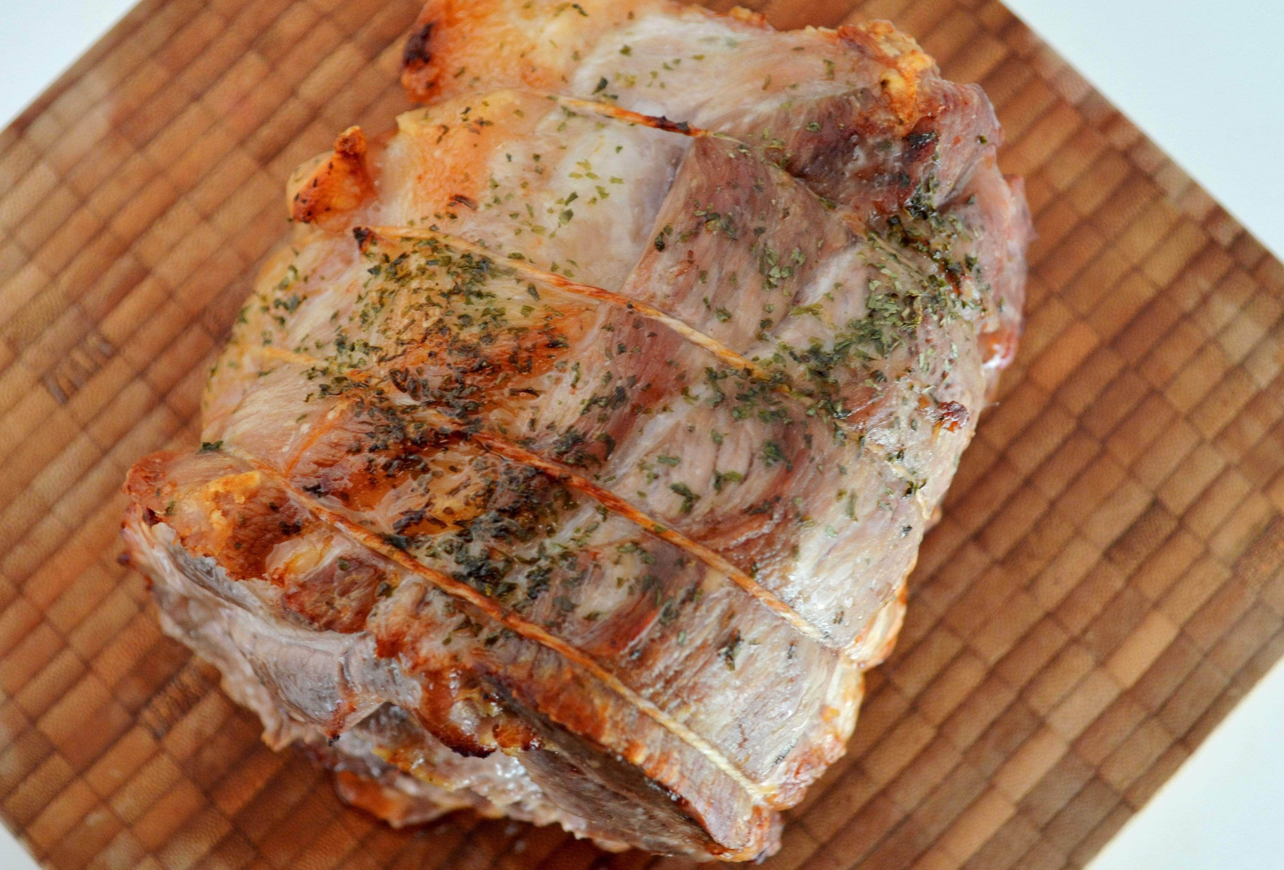 Roast pork with parsnip stuffing