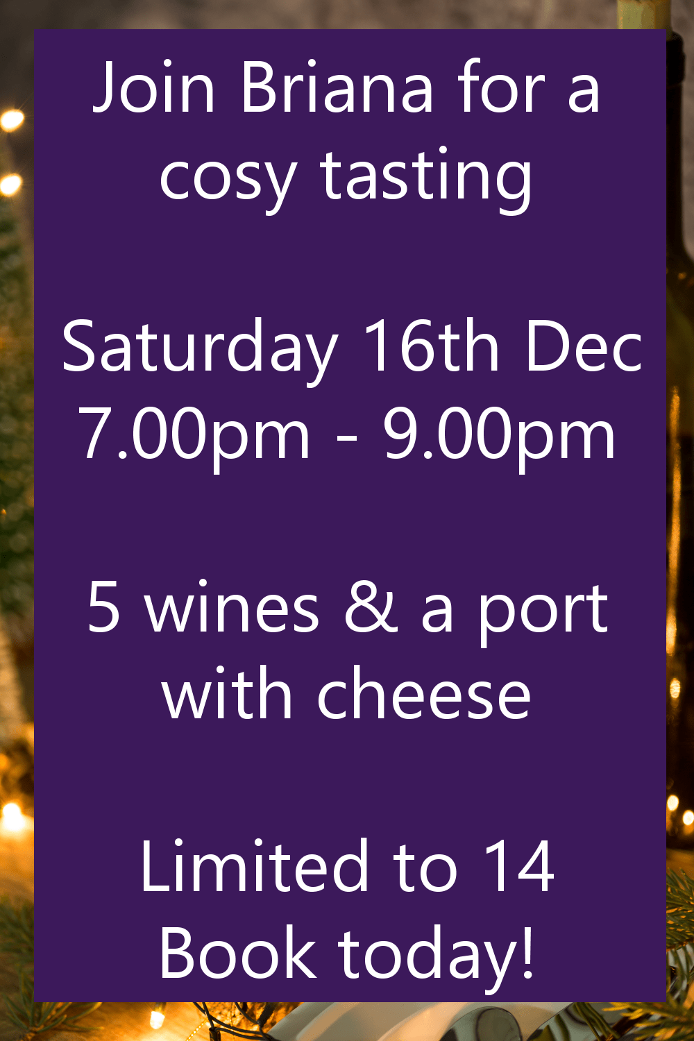 Novel Wines Event Christmas Reds paired with cheeses at Novel Wines shop in Bath, Saturday 16th December at 7pm