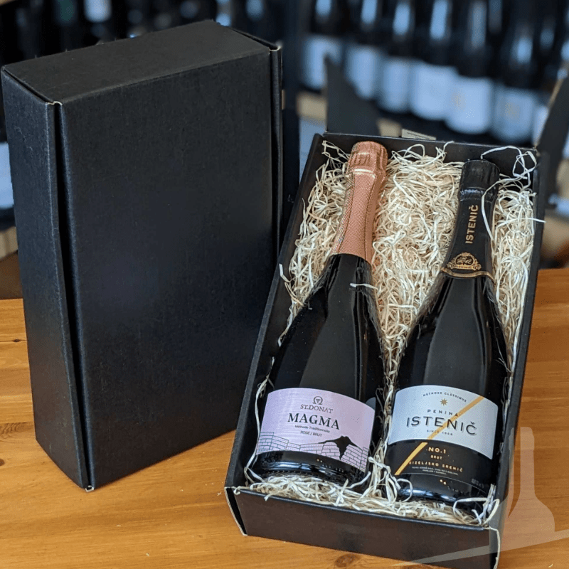Novel Wines Gift Gift Two Bottles | Sparkling Wines of the World Selection Gift Box | Slovenian and Hungarian Fizz Wine Gift | Free and Fast Mailsafe UK Delivery